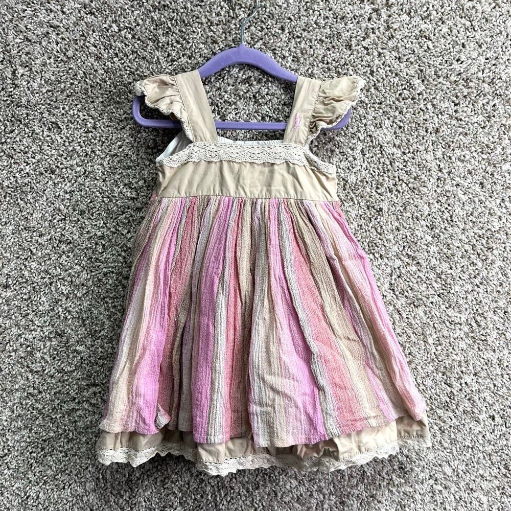 Well Dressed‎ Wolf Dress Girls 3T Daydream Beige Tan and Pink A-Line